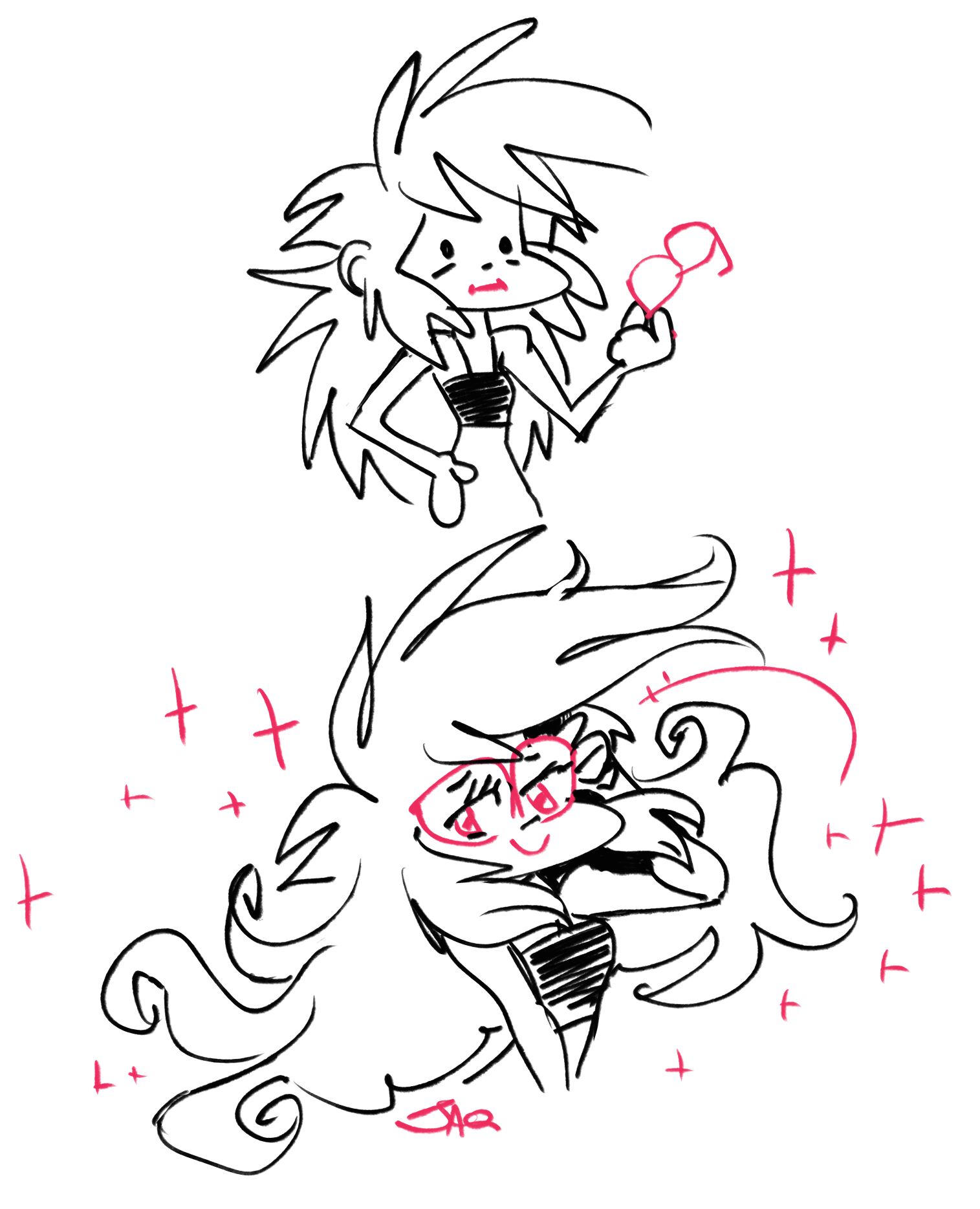 Jaq looking pretty cute before she puts her glasses on.

...then looking rly hot & sexy w flowy hair after she puts them on